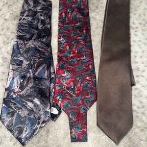 Oscar de la Renta Multicolor Tie Set - Red, Blue, Brown